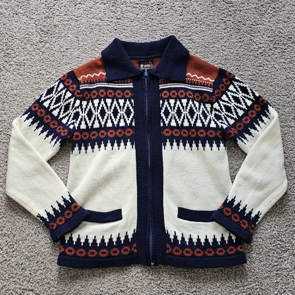 Vintage Sweaters - Vintage 60's / 70's Zip Up Sweater Size Medium